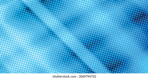 90-s style. Creative illustration in halftone style with blue gradient. Abstract colorful geometric background. Pattern for wallpaper, web page, textures.