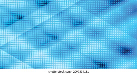90-s style. Creative illustration in halftone style with blue gradient. Abstract colorful geometric background. Pattern for wallpaper, web page, textures.