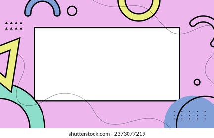 90s style cute abstract element background. Pastel color memphis frame