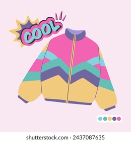 90's style jacket in flat design. Pop art illustration in 90 style. Vector illustration.
