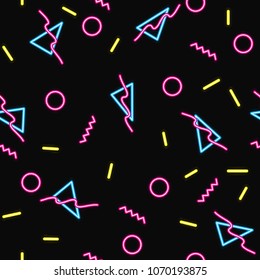 90-s style neon pop pattern vector illustration