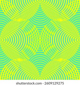 90s style patterns, bright colors, green, yellow, blue, peach to add a little pastel touch.retro.