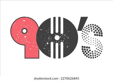 90s style. Retro logo. Number 9 and CD