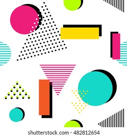 90s style seamless geometric pattern. Vector illustration