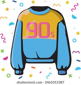  90s style vintage elements vector disco jacket with geometric shapes on background