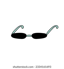 90s sunglasses doodle. Hand drawn retro sunglasses. Vector illustration on white background