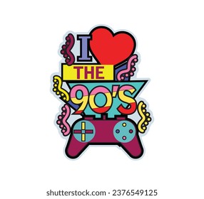 90S T shirt design sticker vector illustration eps