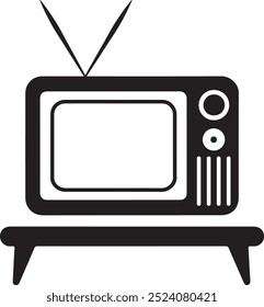 90's Television silhouette vector art on a white background