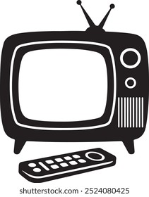 90's Television silhouette vector art on a white background