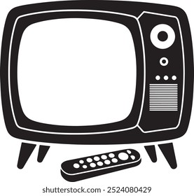 90's Television silhouette vector art on a white background