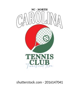 90s Tennis Court Sports Retro Type Tennis Club Slogan Print.