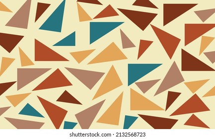 90s Themed triangular background with vintage colors to evoke memories. Abstract geometric pattern cover.