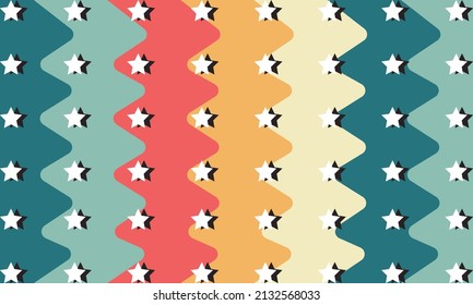 90's Themed waves and stars background in vintage colors to evoke memories.