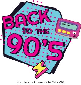 90's Throwback Graphic Using Pager on White background.