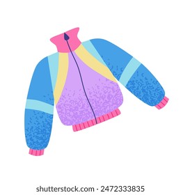90s track suit. Bright multicolour hand drawn object Vector illustration in trendy flat style