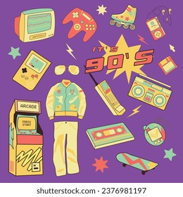 the 90s trend objects vector illustration