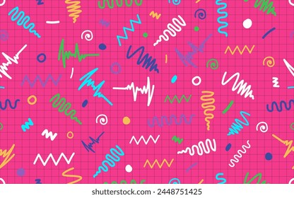 90's trendy groovy abstract shape seamless pattern vintage retro style groovy vector texture creative pink trendy design background wallpaper