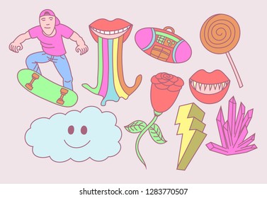 90's various doodles art 
