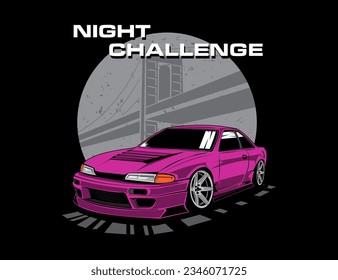 90s vehicle with bridge background for t-shirt vector illustration design