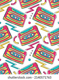 90's Vibe Cassette Seamless Pattern