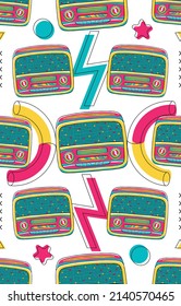 90's Vibe Radio Seamless Pattern