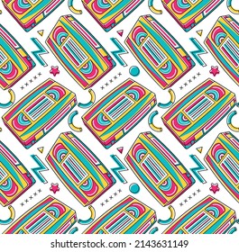 90's Vibe Video Cassette Tape Seamless Pattern