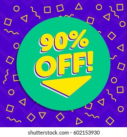 90's Vintage Flyer Discount Sale Off Background Badge Geometric