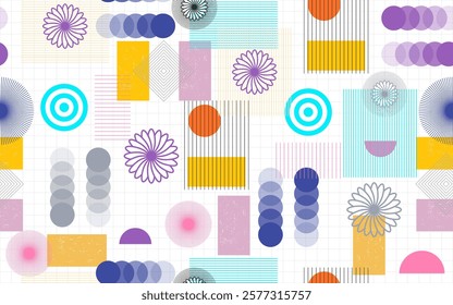 90's vintage seamless pattern retro style trendy 80s 70s colorful abstract groovy texture vector ornamental decorative creative trendy paper print