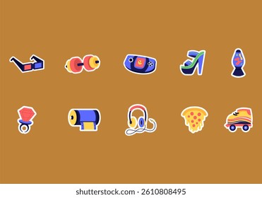 90s Vintage Sticker Element Set