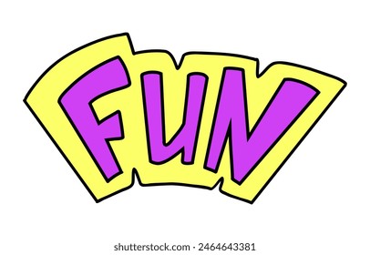 90s or Y2k style hand drawn elements with Fun text. Doodle comic style. Colorful vector illustration on white background