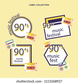 90s years badge elements. Back to 90. Patch, sticker design collection. Trendy cartoon pop bundle 90s years. 90s fashion icon set. Oldschool disco sketchy print. 90s symbol tattoo. Vector illustration