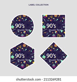 90s years badge elements. Back to 90. Patch, sticker design collection. Trendy cartoon pop bundle 90s years. 90s fashion icon set. Oldschool disco sketchy print. 90s symbol tattoo. Vector illustration