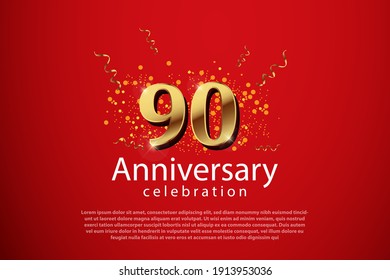 90º aniversario de fondo con ilustración de número 3D