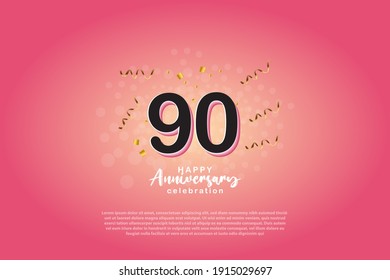 90th anniversary background with 3D number illustration