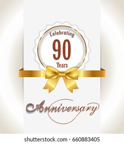 90th Anniversary background, 90 years celebration invitation card vector eps 10