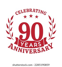 Jubiläum-Design-Vorlage zum 90. Jubiläum. 90 Jahre Vektor und Illustration.