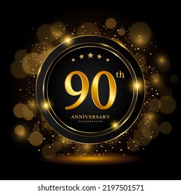 90th Anniversary Celebration. Golden anniversary celebration template design, Vector illustrations.