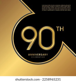 90th Anniversary Celebration. Logo design with gold color numbers for an anniversary celebration event. Logo Vector Templates