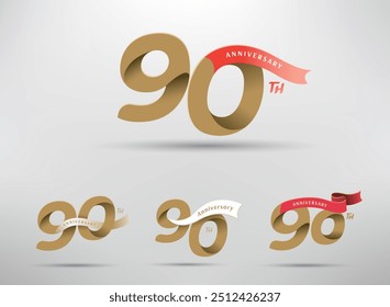 90th anniversary celebration logotype with alternative number and ribbon design