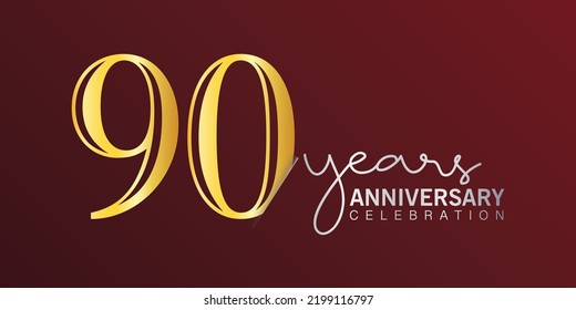 90th anniversary celebration logotype number gold color with red color background. vector anniversary for celebration, invitation card, and greeting card