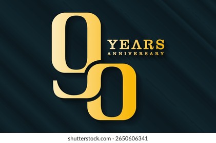 90th anniversary celebration vector background. with gold number and dark green background, for greeting card, event - Powered by Shutterstock - Get 15% off with code: PIKWIZARD15