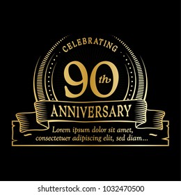 90th anniversary design template. Vector and illustration.