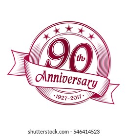 90th anniversary design template. Vector and illustration.