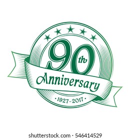 90th anniversary design template. Vector and illustration.