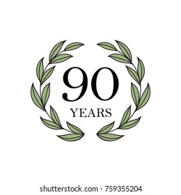 90th anniversary with floral laurel wreath