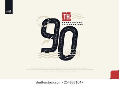 90-jähriges Jubiläum mit farbiger Textur und abstrakten geometrischen Formen