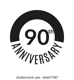 90th anniversary icon. 90 years celebrating or birthday logo. Vector illustration.