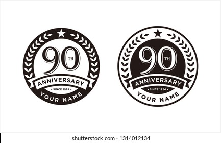90th Anniversary logo celebrations emblems isolated on white background - vector , Anniversary template design for web, game ,Creative poster, booklet, leaflet, magazine, invitation card and other us
