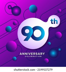 90th Anniversary logo with colorful abstract background, template design for invitation card and poster your birthday celebration. Vector eps 10