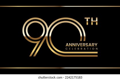 90th anniversary logo design with double line concept. Logo Vector Illustration